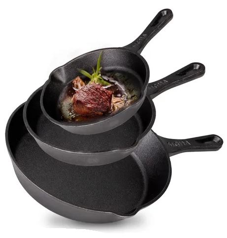 Juego de 3 Sartenes de Hierro Fundido Bh