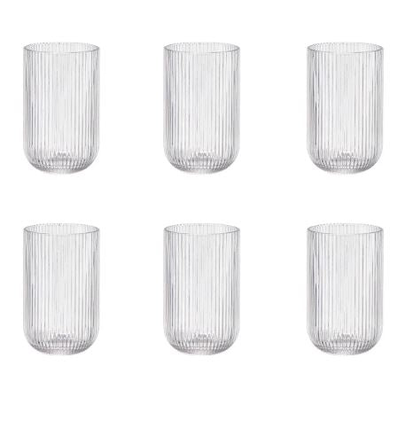 Set 6 Vasos Vidrio Transparente Dof Optica Lines 390 ml
