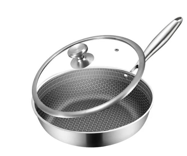 Sartén de acero inoxidable 30 cm panal de abeja, Wok trv