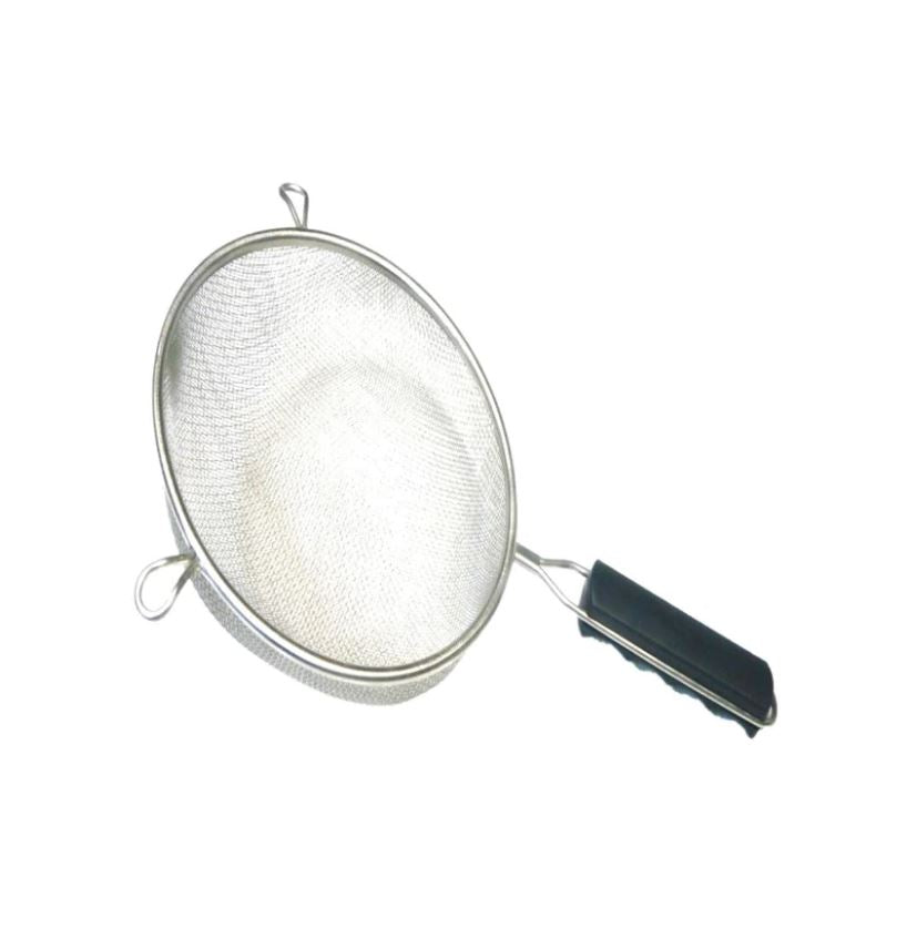 -Colador Malla Doble Acero inoxidable Mango Negro-