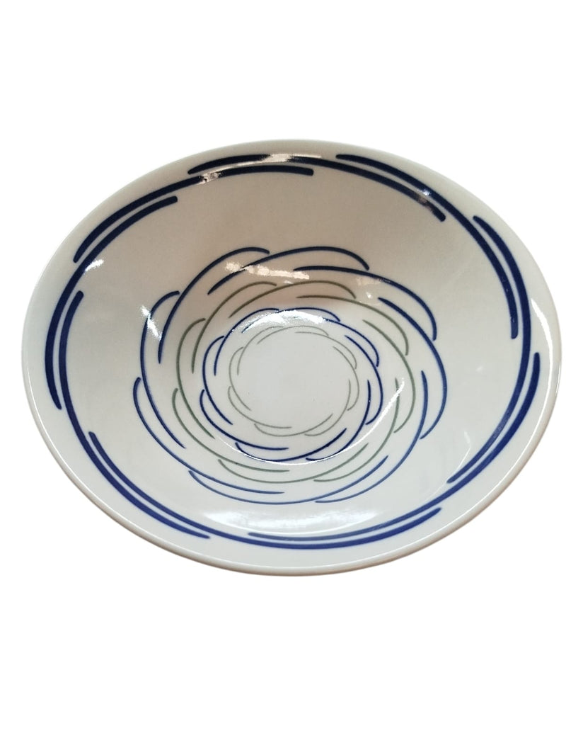 Plato Tazón ceramica Remolino Azul 7" 48 Piezas