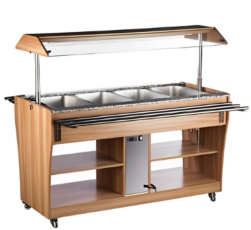 Mesa Buffetera Refrigerada Movil de 4 insertos Enteros