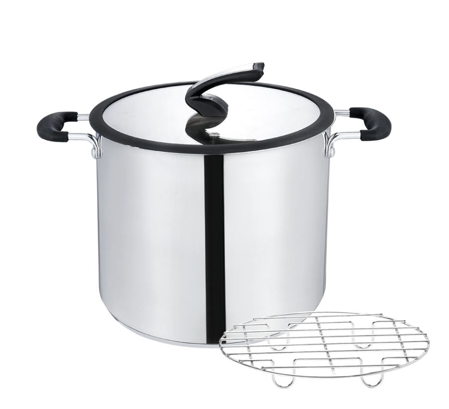 Vaporera 34 cm c/tapa de cristal Acero inoxidable Apr