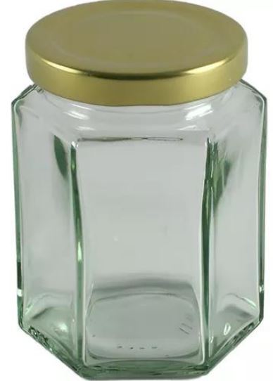 Frasco Hexagonal tapa dorada 280 ml BH 105 pzas