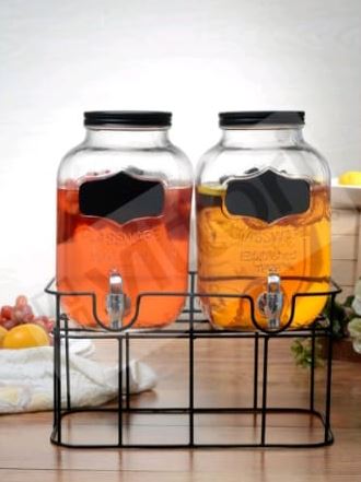 Set de 2 Dispensadores de Vidrio 5L c/Pizarra y base Vit