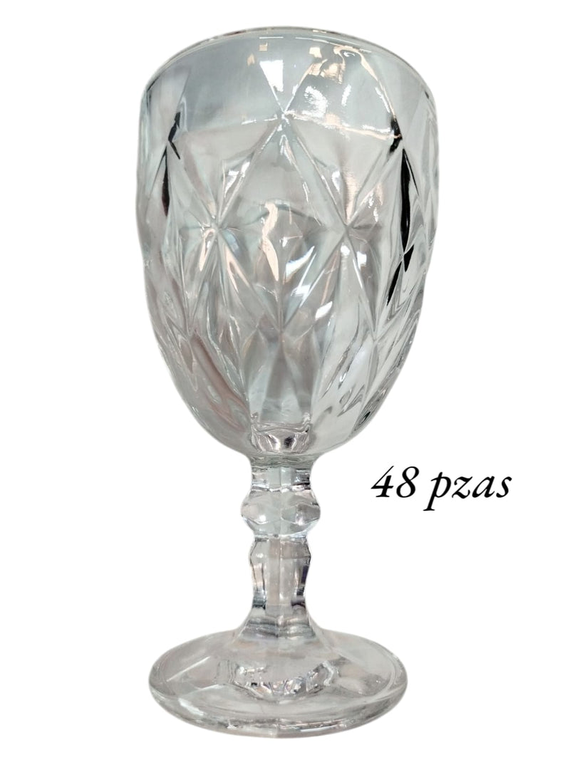 Copa para agua de cristal cortado Transparente Diamond 325 ml BH caja 48 pzas