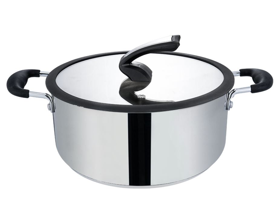 Budinera 34 cm Acero inoxidable c/tapa de cristal