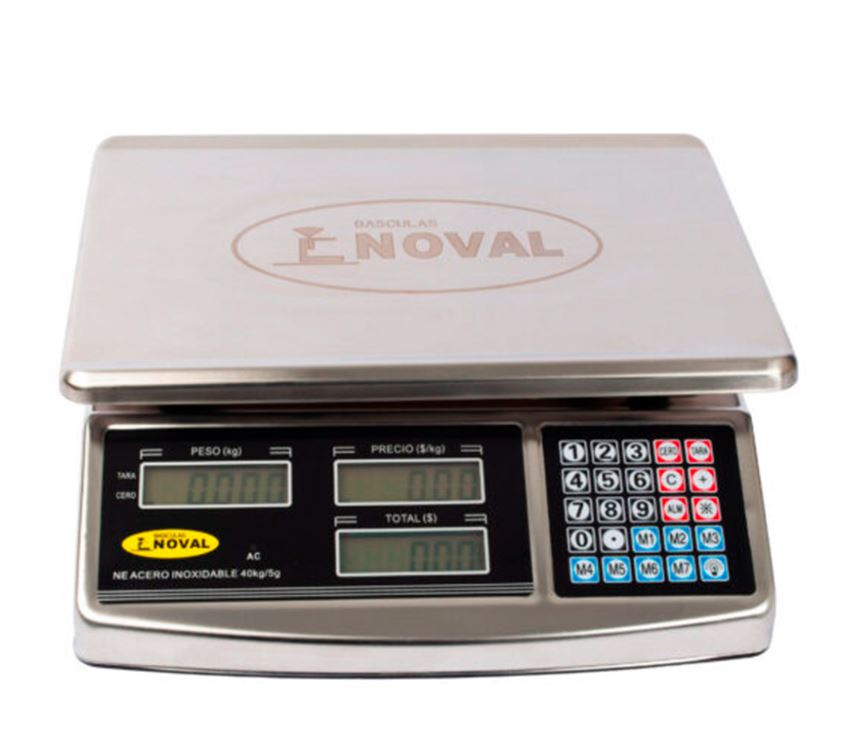 Bascula NOVAL Comercial 40kg/5gr Acabado Acero Inox NE 40 AC.INOX.