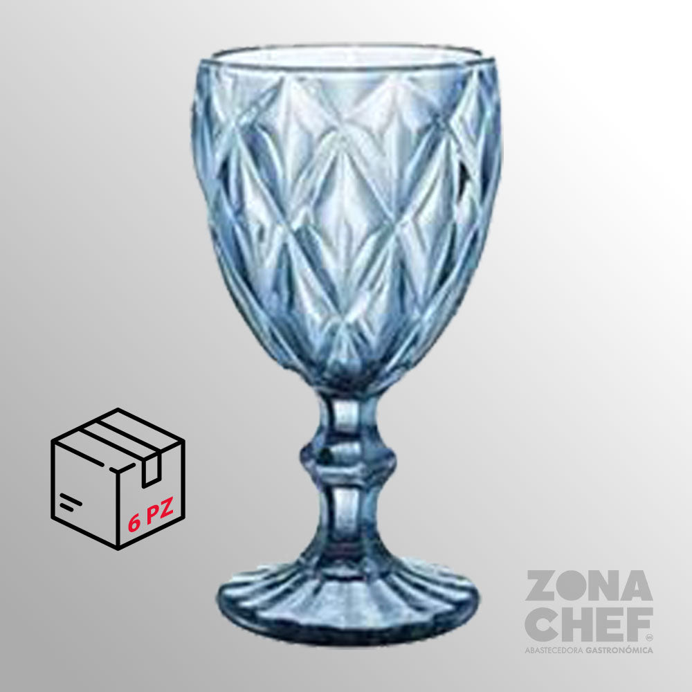 Juego 6 Copas Vino Agua Cristal Labrado Vidrio Vintage VCT