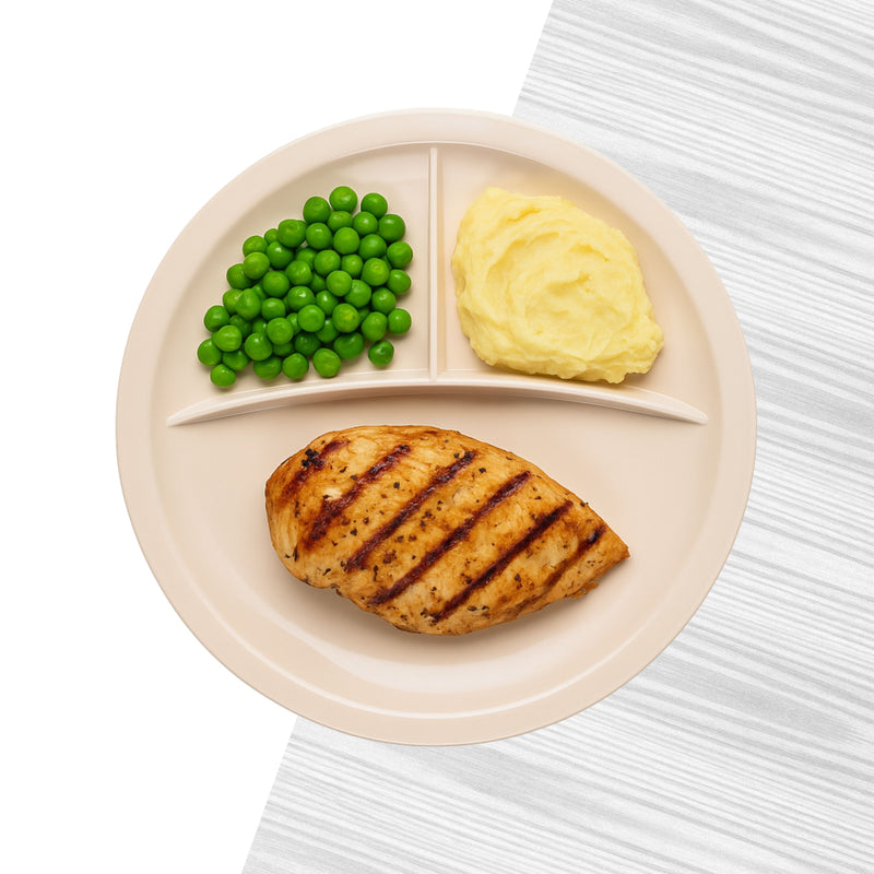 Linea D08 Melamina Beige Plato Redondo c/3 Divisiones de 25 cm ANF