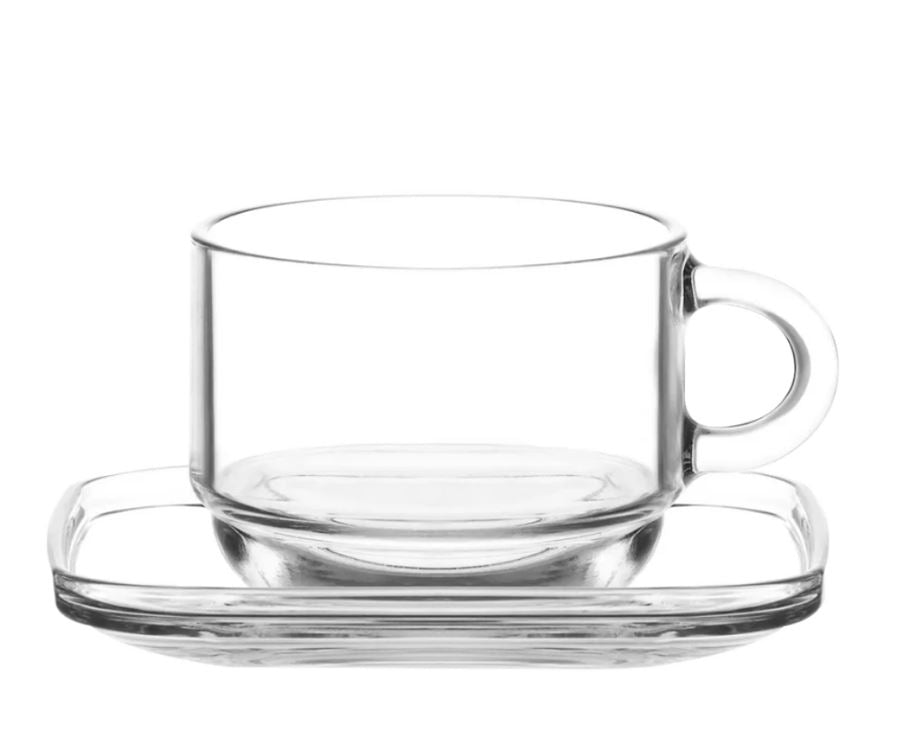 Set 4 Tazas c/ Plato de Vidrio LAV Cozy Vit