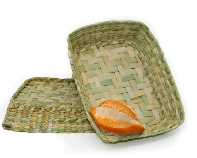 Panera Rectangular de Palma 31 x 24 x 8 cm 3 PIEZAS Color Natural Artesanal