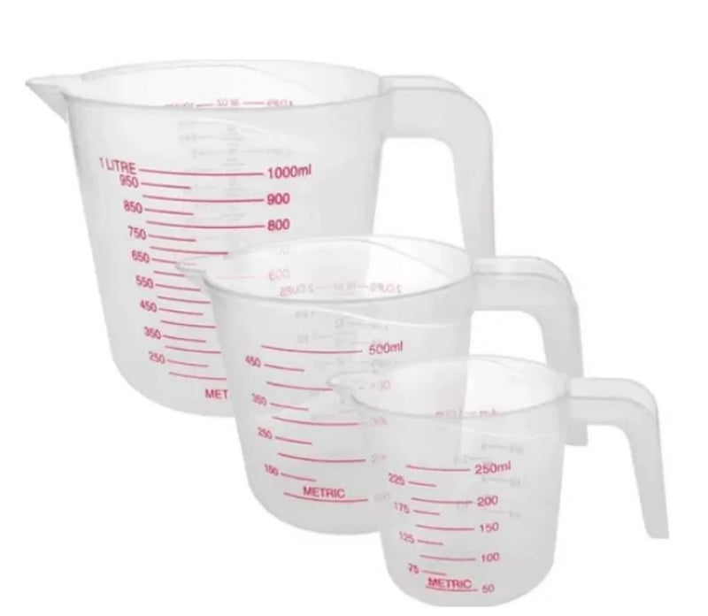 Juego de 3 Tazas medidoras 1000,500,250 Ml trv