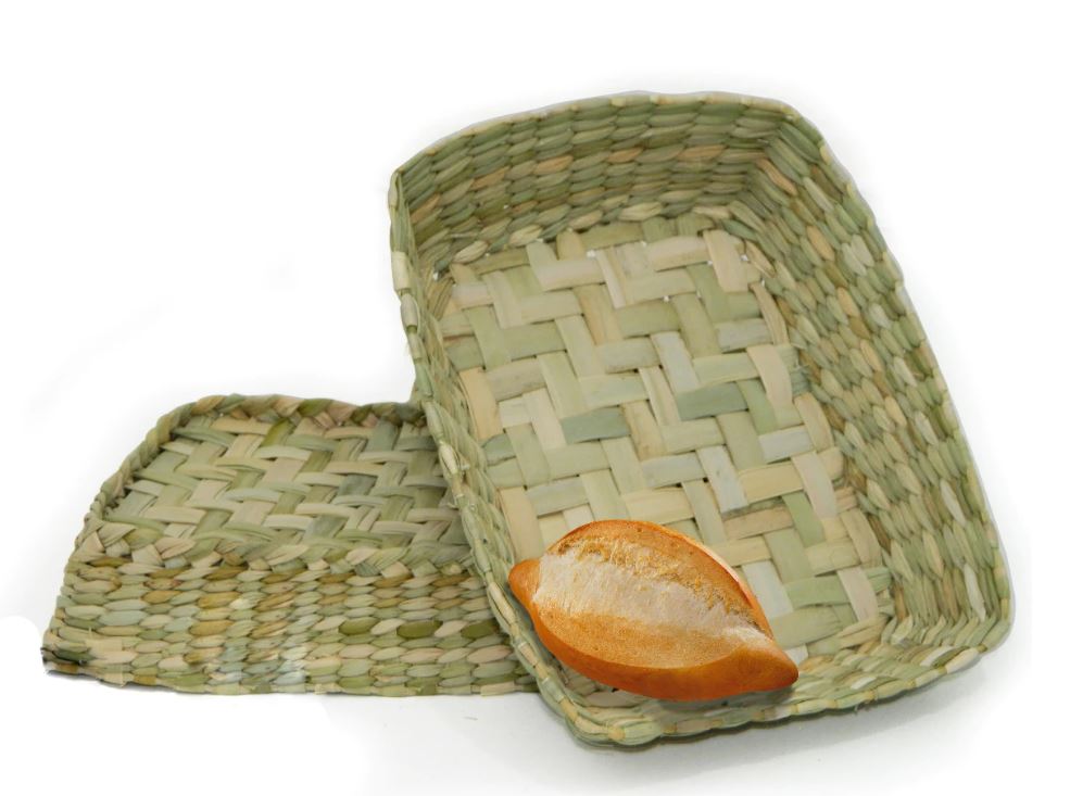 Panera Rectangular de Palma 27 x 20 x 7 cm 3 piezas color Natural Artesanal