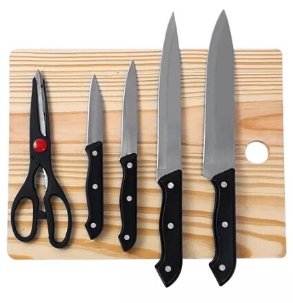 Juego de 5 pzas c/Tabla de Madera TRV