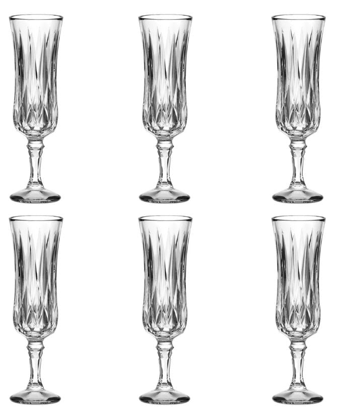 Set 6 Piezas Copa De Vidrio Labrada Flauta Vicenza 155 Ml