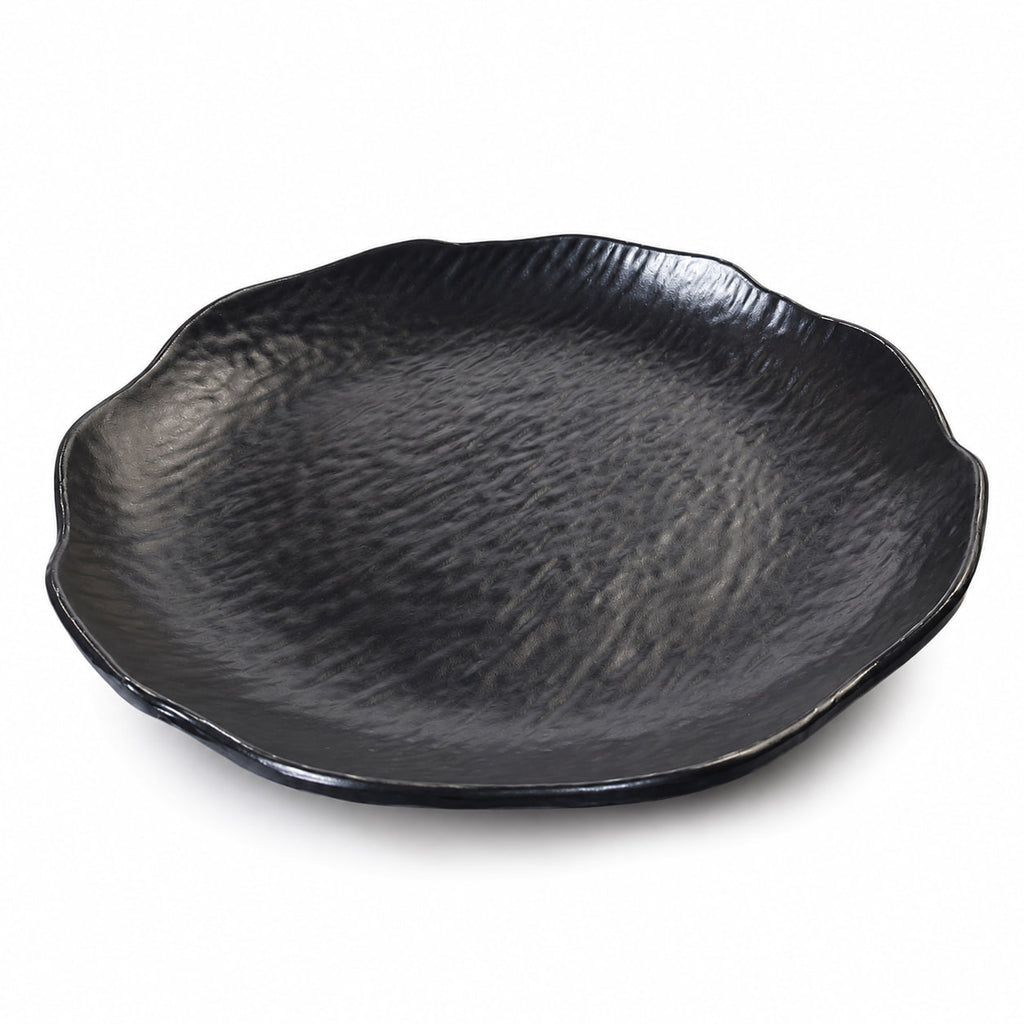 Plato Trinche Redondo Melamina Negra Con Textura 8 " TRV