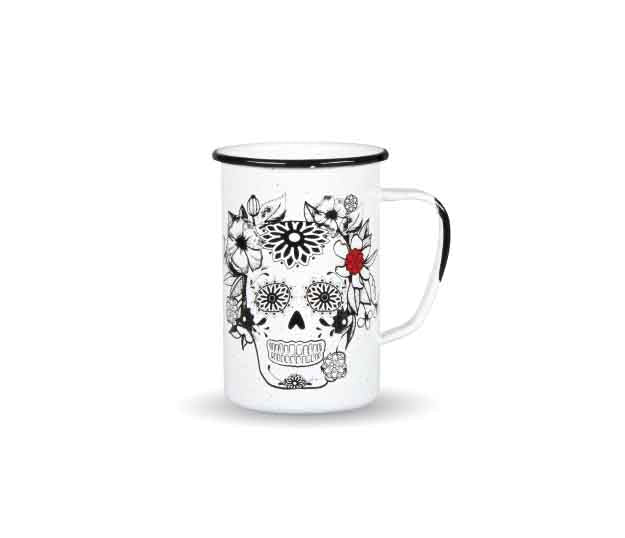 Linea Peltre Blanco c/Diseño Calaveras Tarro Recto de 620 ml Cns