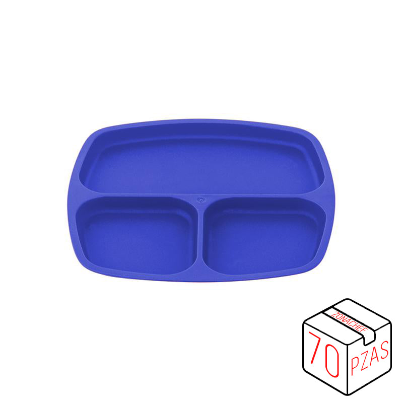 Linea Kinder de polipropileno Plato c/Divisiones Azul Caja c/70 pzas Tcp