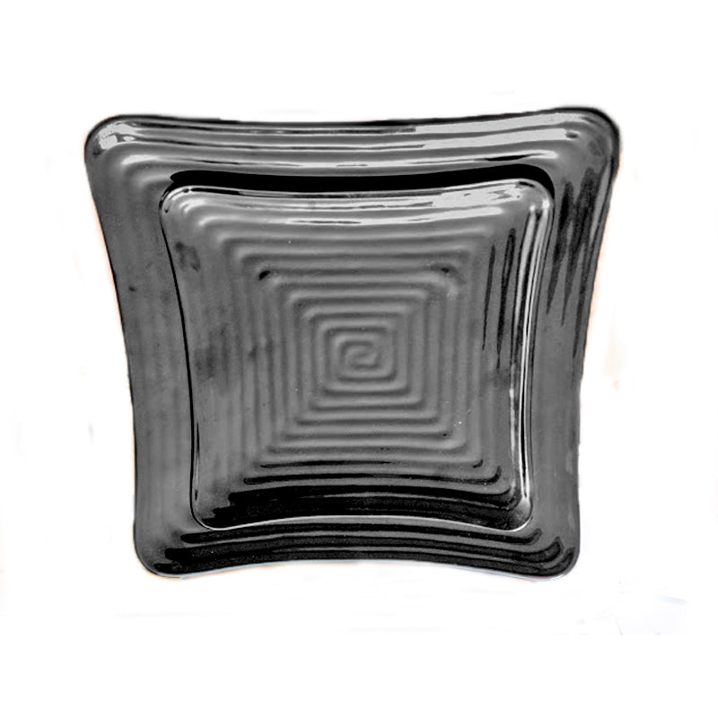 Linea Melamina NEGRO Plato Trinche Cuadrado Square c/Relieve de 23 cm