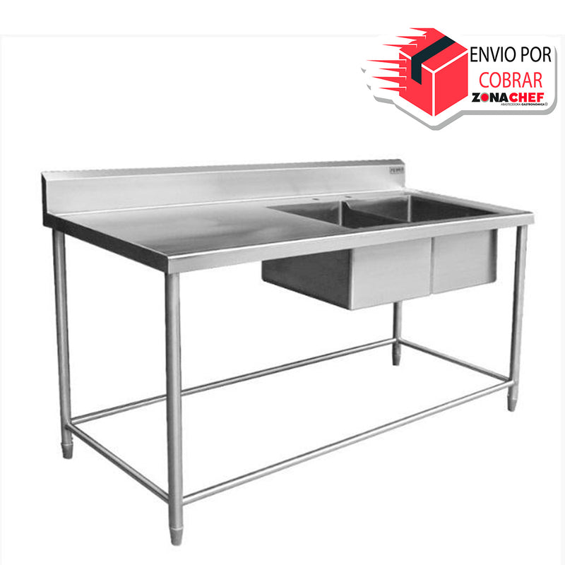 -Tarja/Fregadero 188x70x50 cm Doble en Acero Inox FERRO-