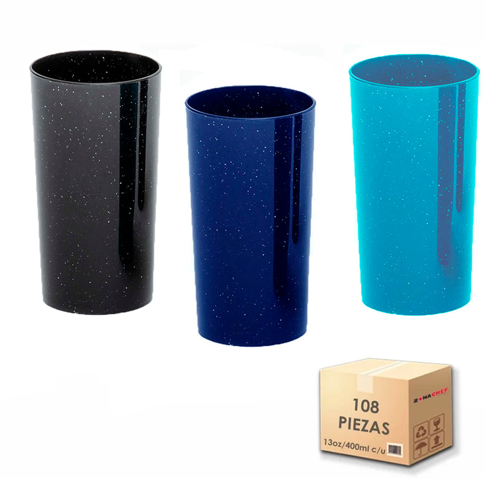 Linea Plastipeltre Vaso jaibolero 13 Oz/400ml Caja c/108 pzas Colores Surtidos