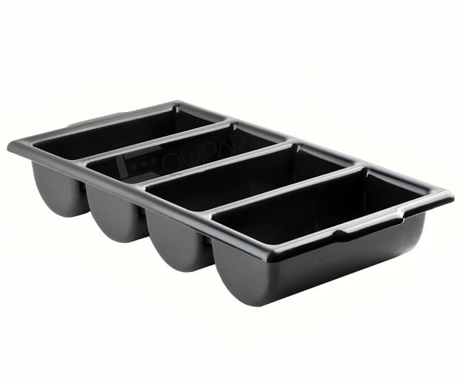 Caja Plastica para Cubiertos de 4 Compartimientos Negro CCS