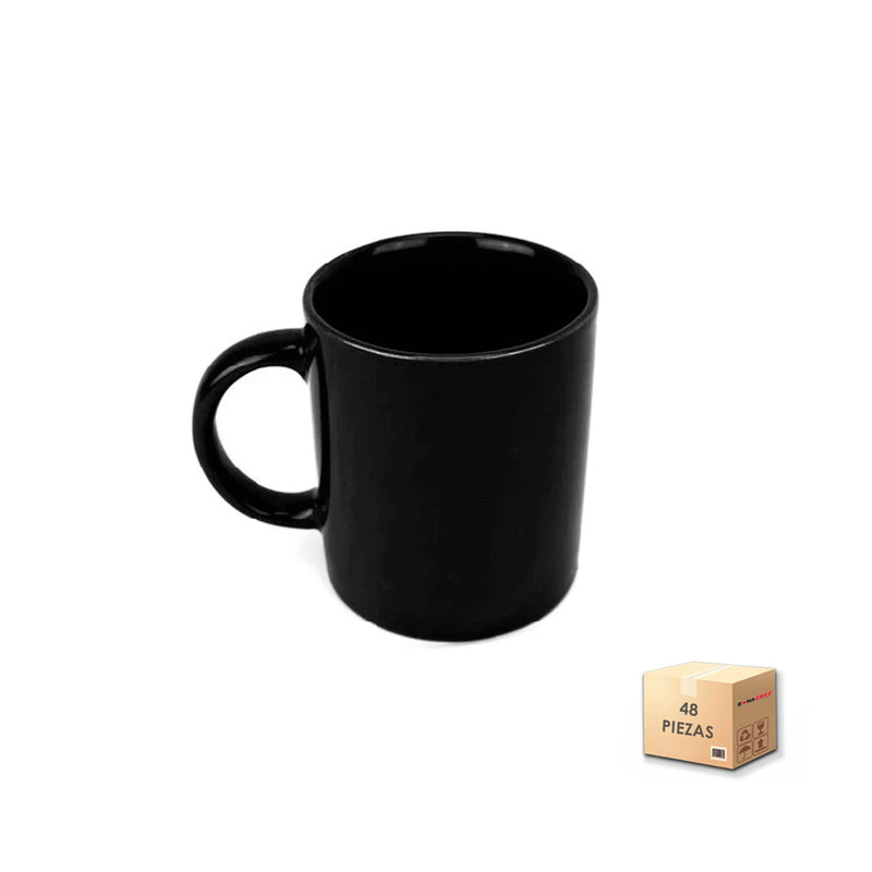 Taza Tarro Promocional Negro Caja 48 Piezas para Sublimar de 11 oz Anfora