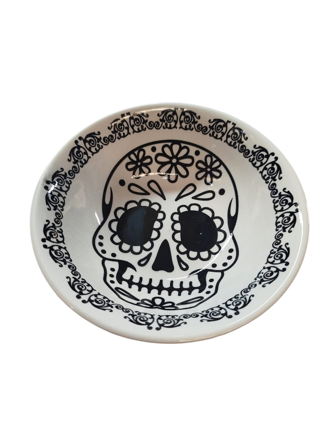 Plato Tazón ceramica Calavera Negra  7" 48 Piezas