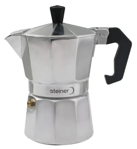 Cafetera Espresso Steiner 9 Tazas/450ml Aluminio Plateado
