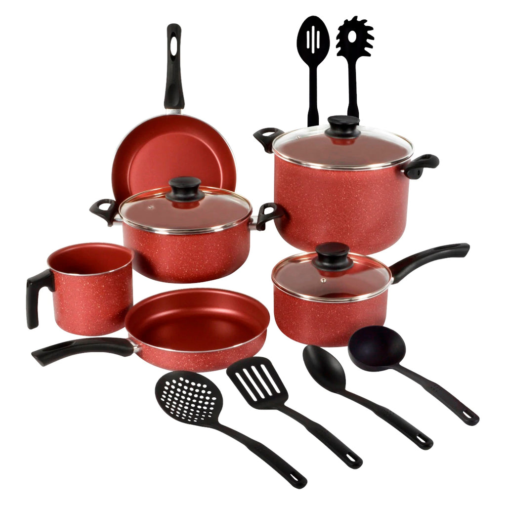 * Bateria de Cocina Genova en Aluminio Color Rojo de 15 Piezas Tramontina *