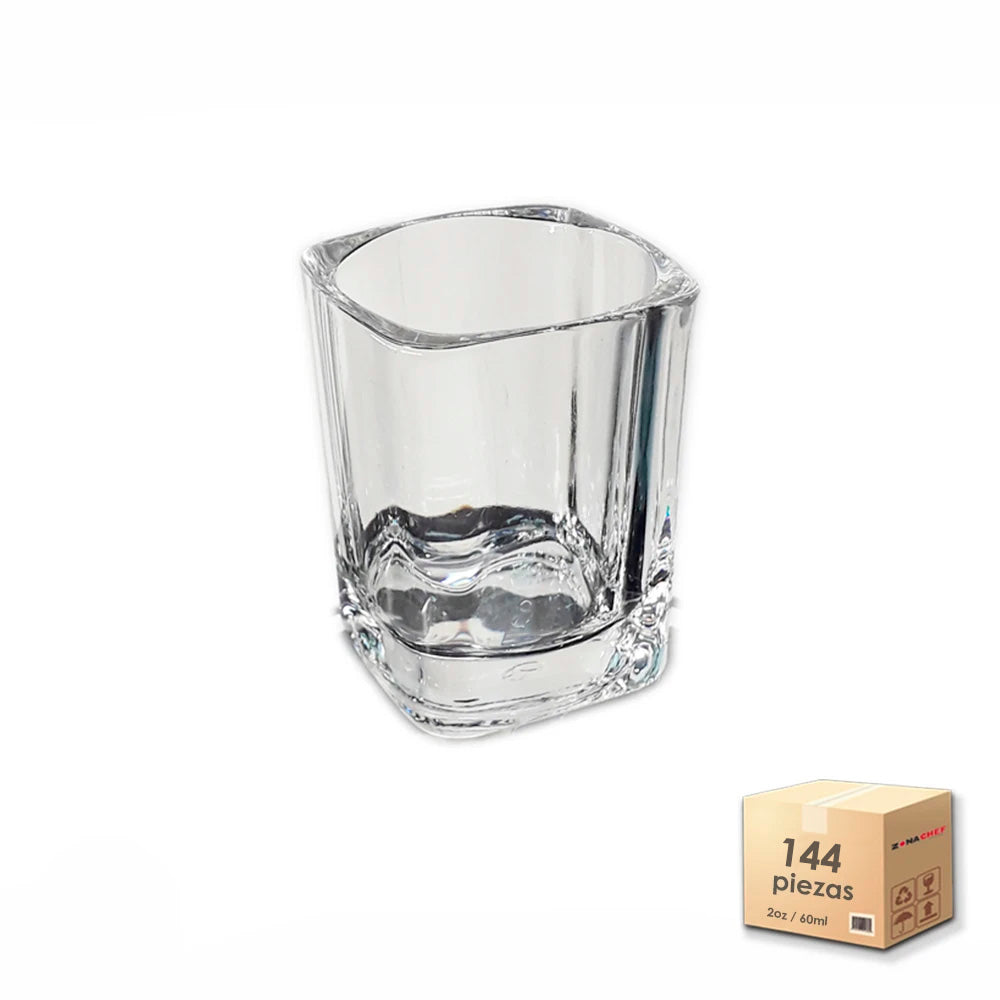 Vaso Tequilero Cuadrado Liso de 2 Oz VPG Caja c/144 piezas