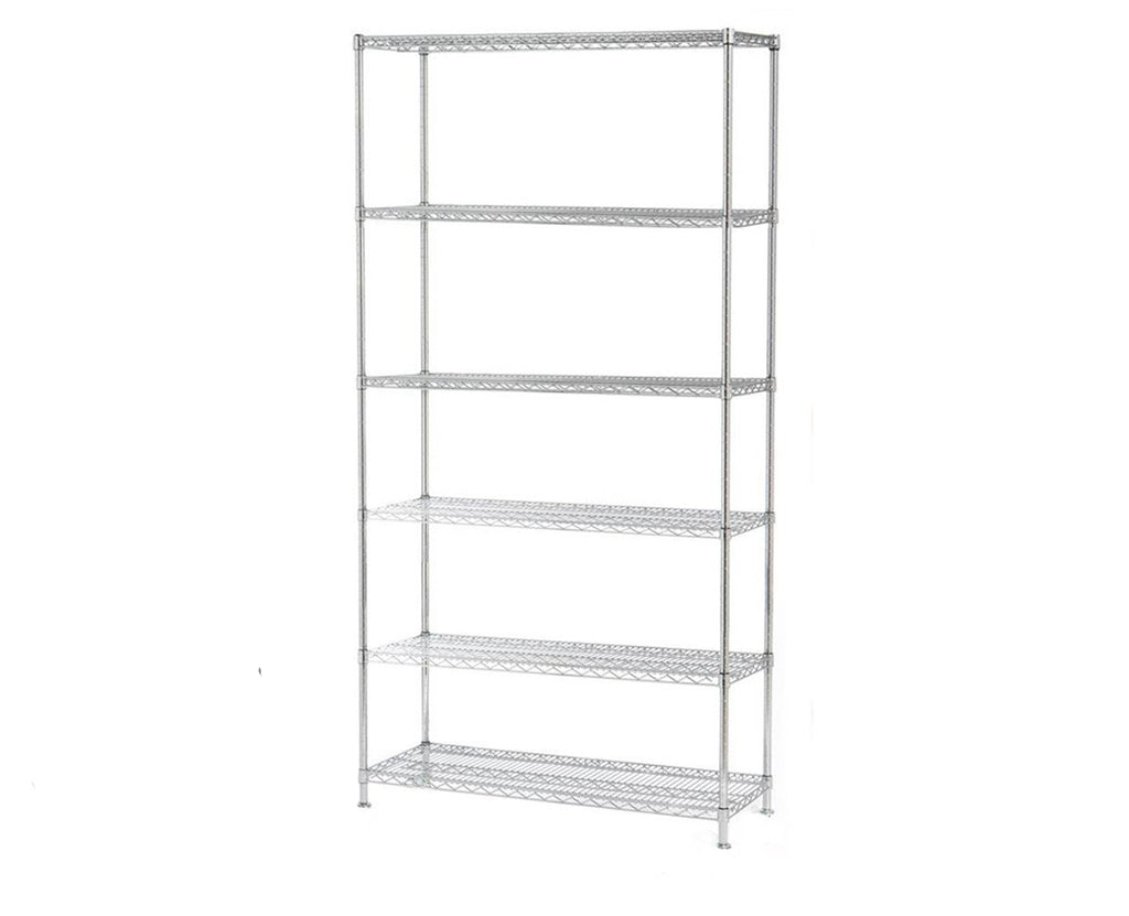 Estante Rack Cromado de 6 Niveles-4 Regatones-4 Ruedas 193x121.9x45.7 cm CT