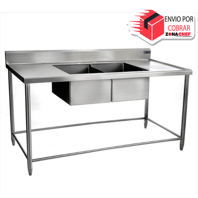 -Tarja/Fregadero 188x70x50 cm Doble en Acero Inox FERRO-