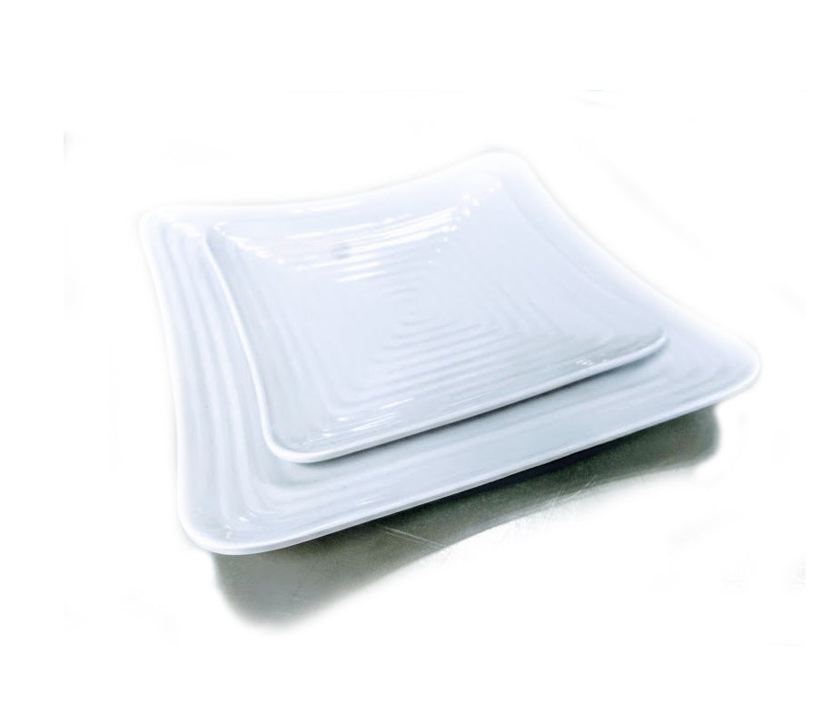 Linea Melamina BLANCA Plato Trinche Cuadrado Square c/Relieve de 23 cm