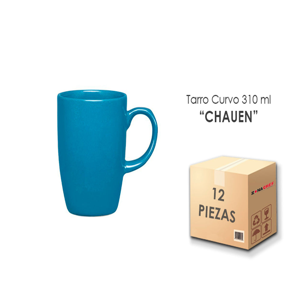 Tarro 310 ml Curvo Semi Matte Azul  Chauen Caja C/12 Piezas CNS