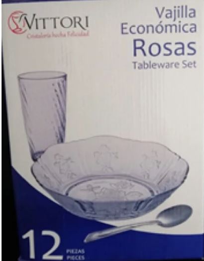 Vajilla economica Rosas Vit