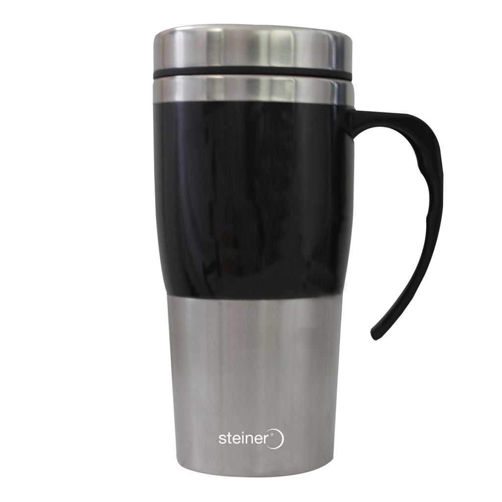 Taza/Termo de Acero Inoxidable c/Asa Negro de 450 ml Str