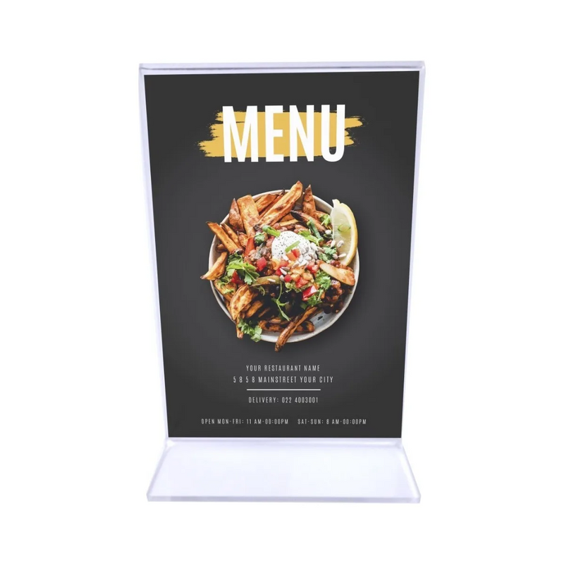 Exhibidor para Tarjeta Menu en Acrilico de 8.5X11 pg BWTH