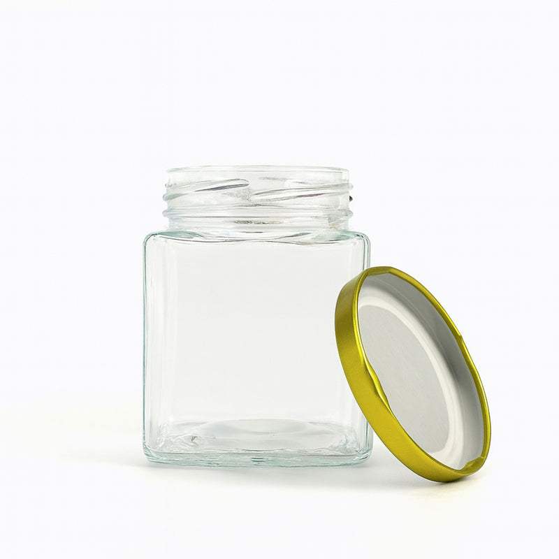 Frasco cuadrado 280 ml tapa Dorada BH