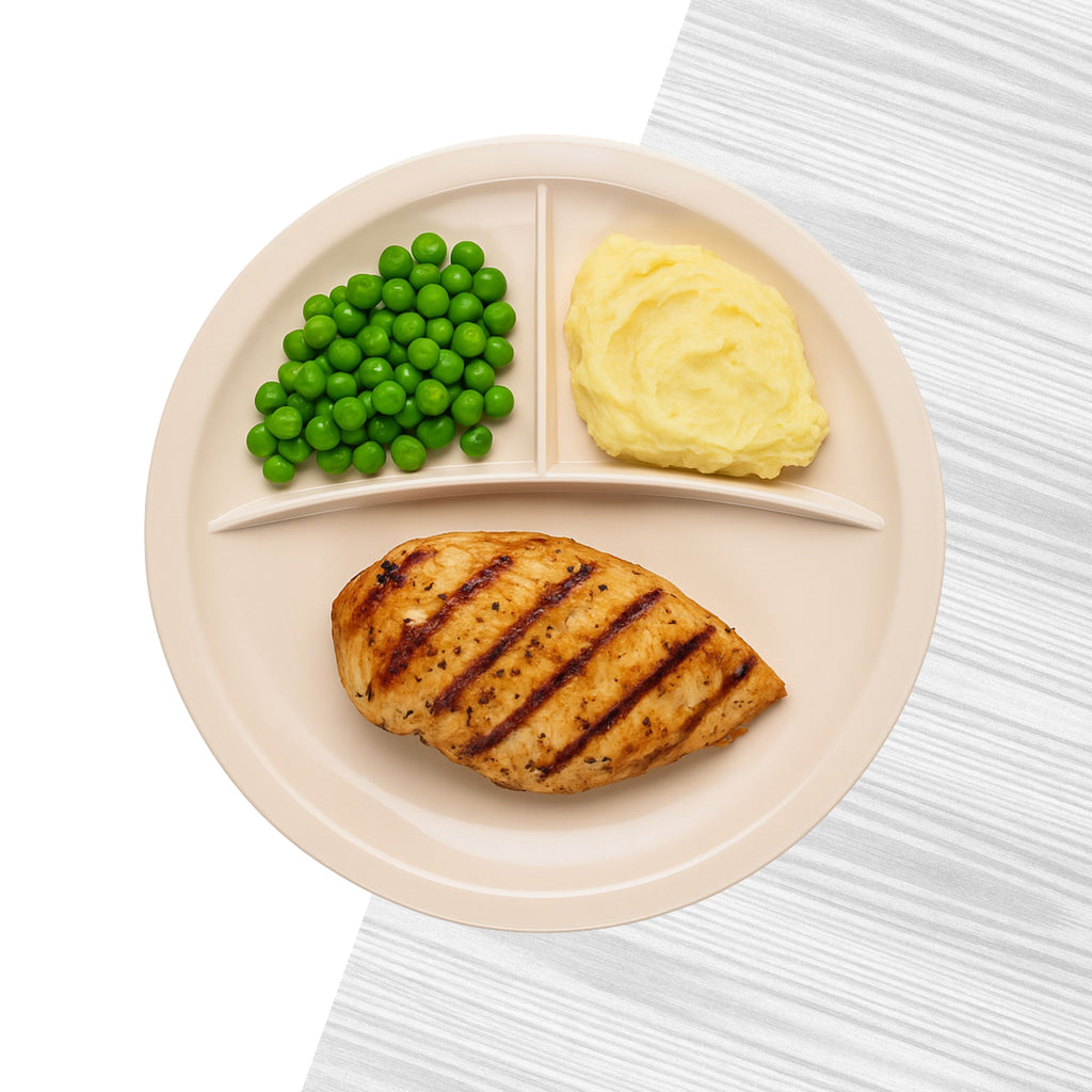 Linea D08 Melamina Beige Plato Redondo c/3 Divisiones de 25 cm ANF