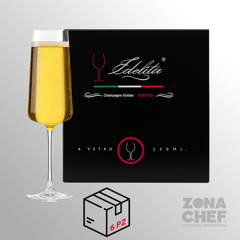 Copa Kronoz Flauta 230 ml  Caja con 6 piezas