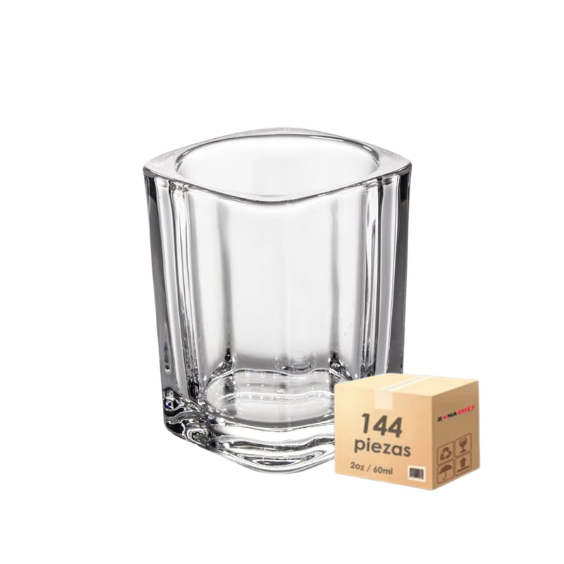 Vaso Tequilero Cuadrado Liso de 2 Oz VPG Caja c/144 piezas