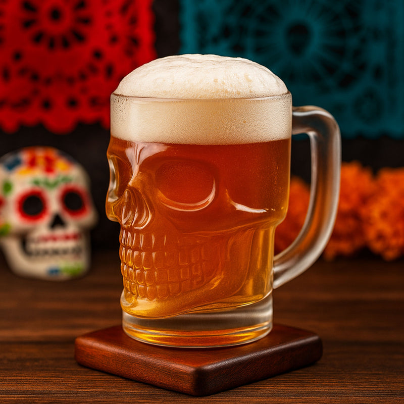 *Tarro Cervecero de Craneo Calavera de Cristal de 500ml Vittori*