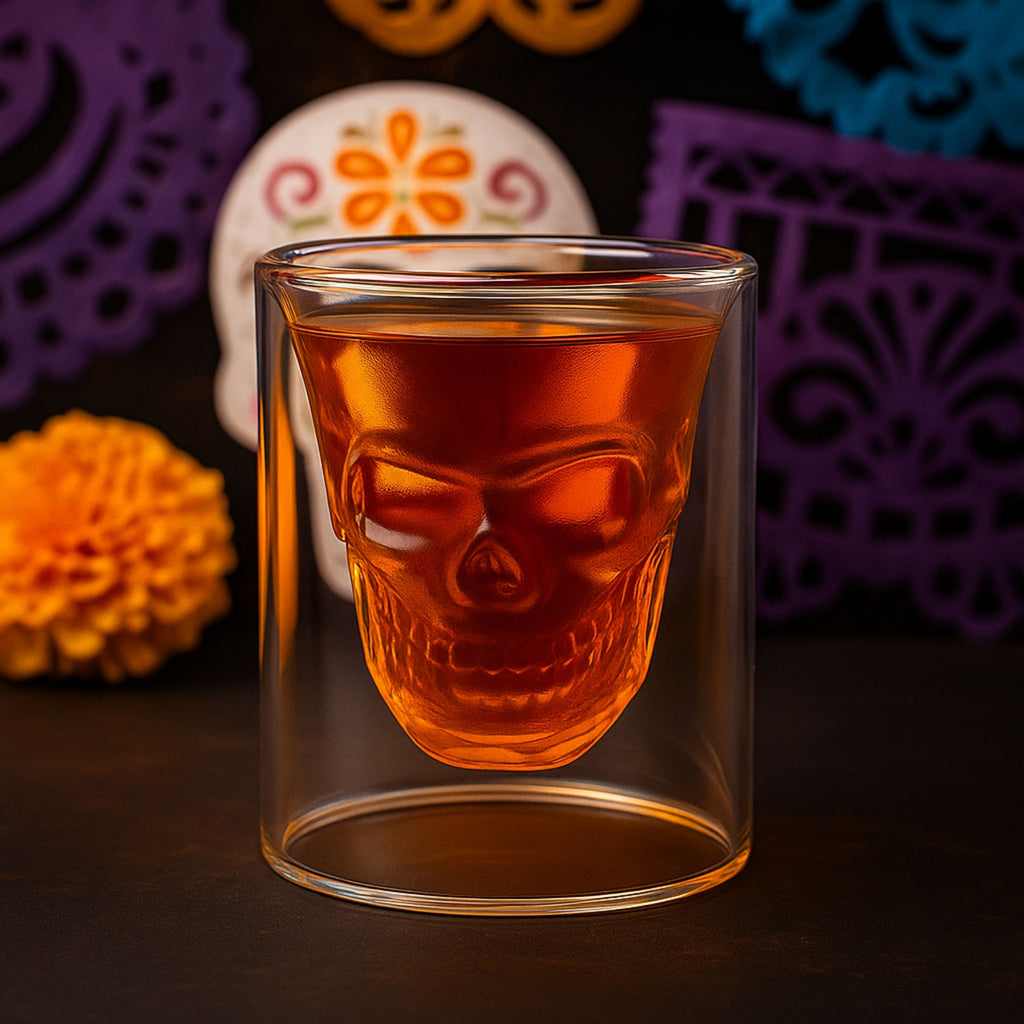 Vaso de vidrio doble pared calavera 250 ml TAV