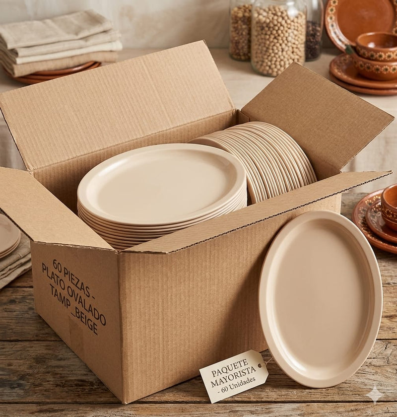 Plato melamina beige Tavola  11.5 " c/60 Piezas