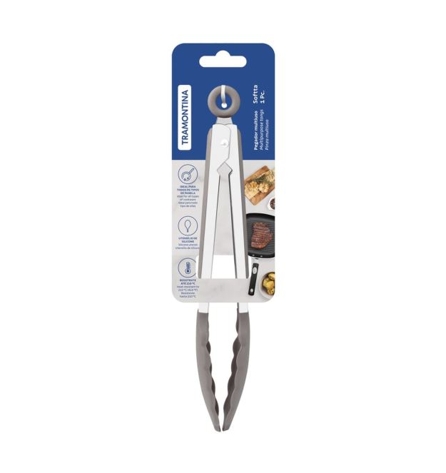 Pinza Multiuso Tramontina Softta de Silicona Gris 27 cm 25857/160