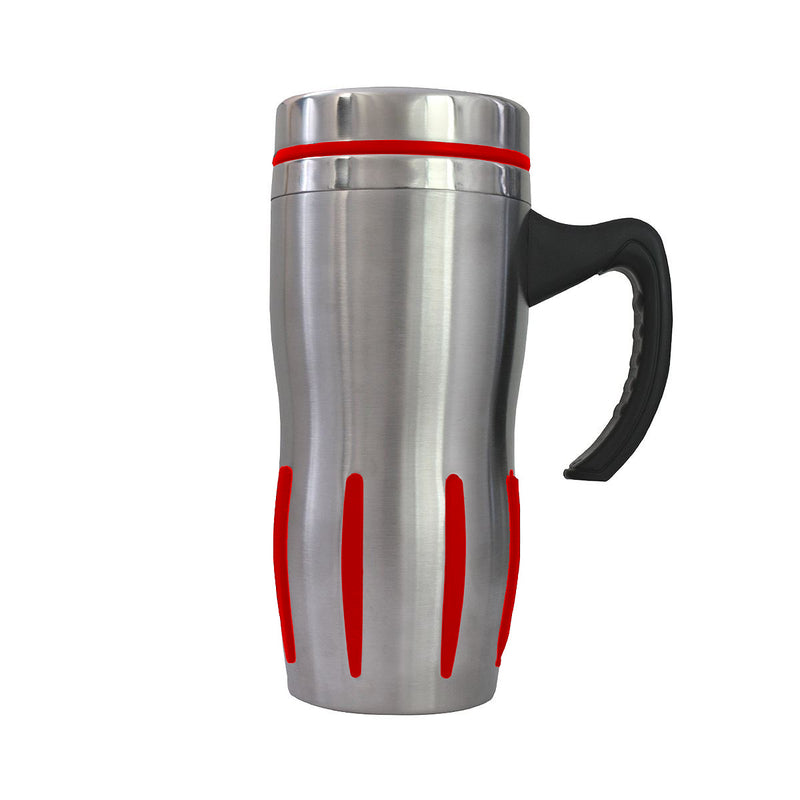 Taza/Termo de Acero Inoxidable c/Asa 450 ml Detalles Rojo Str