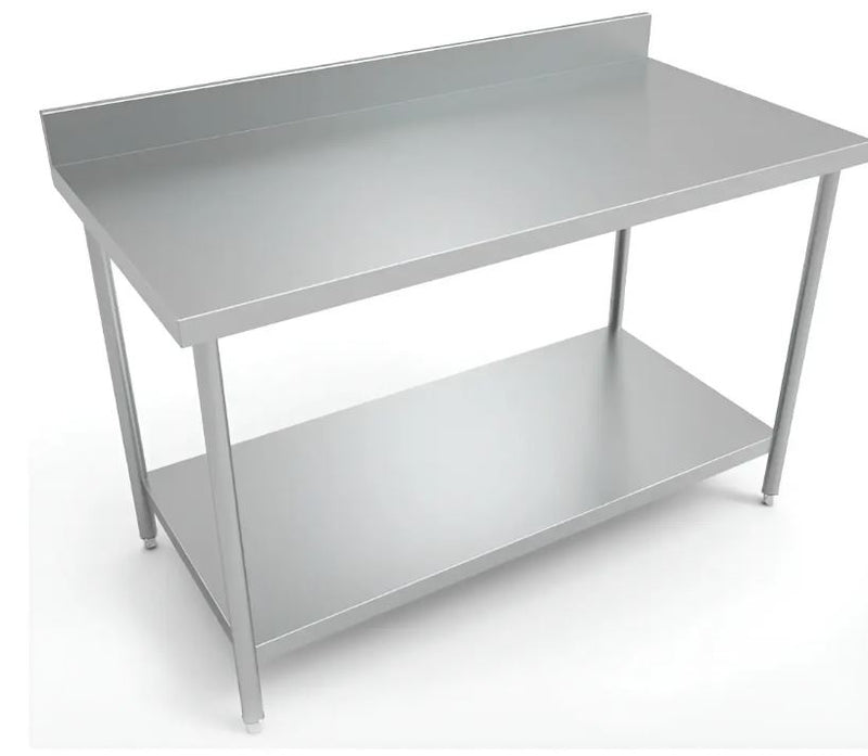Mesa de trabajo acero inoxidable 110x60x90 nacional desarmable con respaldo
