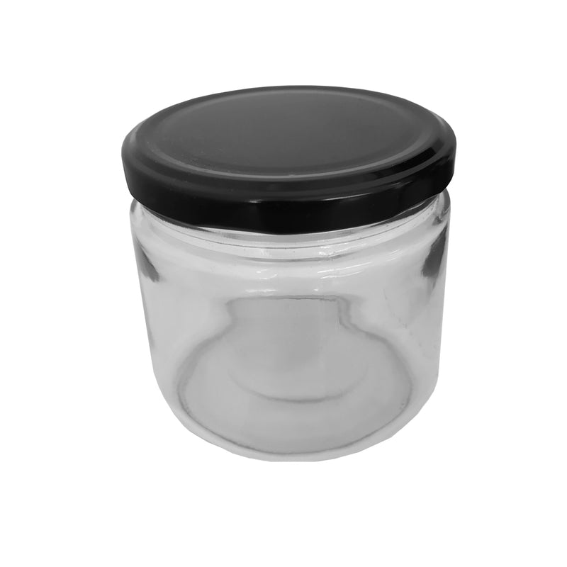 Tarro Jar de 300ml de Cristal Caja de 12 pzas Tapas Varios Colores Lp